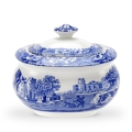 Suikerpot met deksel in gedecoreerd aardewerk Engelse stijl Blue Italian Aanbieding