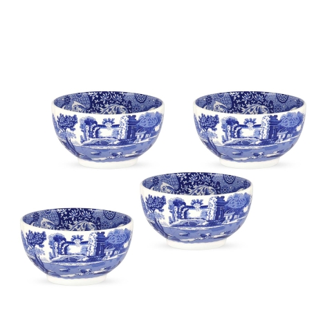 Set van 4 terracotta schaaltjes met Engelse decoratie Blue Italian Aanbieding