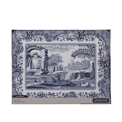 Blue Italian set van 6 stevige Engelse stijl placemats 30,5x23cm Aanbieding