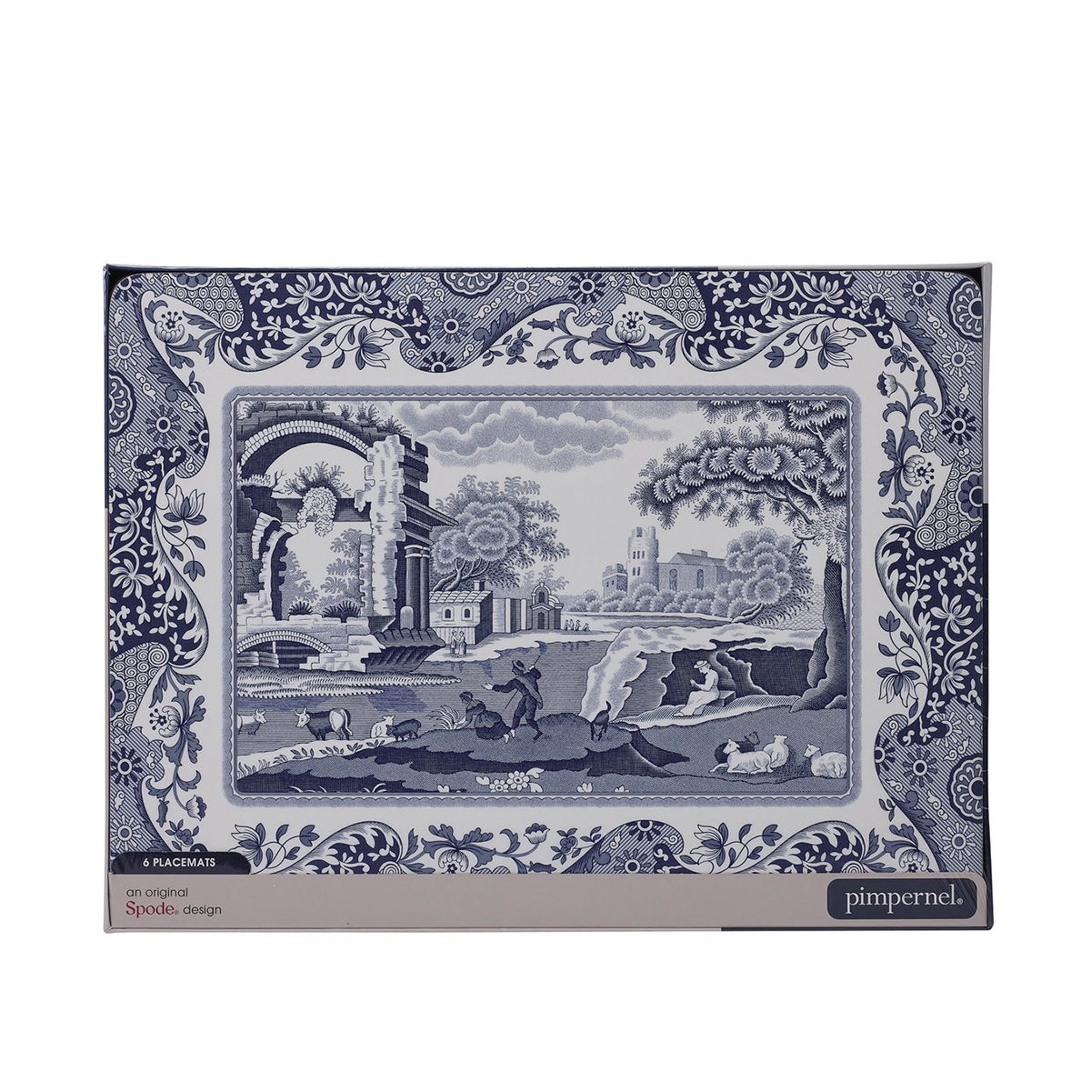Blue Italian set van 6 stevige Engelse stijl placemats 30,5x23cm Aanbieding Blue Italian set van 6 stevige Engelse stijl placemats 30,5x23cm Aanbieding