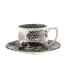 Theekop met schotel van porselein in Engelse stijl Black Italian Aanbieding