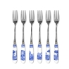 Set van 6 dessertvorken staal en keramiek Engels stijl Blue Italian Aanbieding