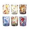 Set van 6 waterglazen 10cm in gekleurd glas, creatief design Banderoles Aanbod