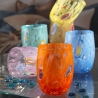 Set van 6 glazen waterglazen rond 10cm in gekleurd glas Bombetta Verkoop