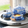 Suikerpot met deksel in gedecoreerd aardewerk Engelse stijl Blue Italian Aanbod