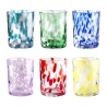 Set van 6 kleurrijke glazen tafelbekers 10cm Carnaval Verkoop