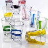 Set van 6 waterglazen met gekleurde strepen 10 cm Eolo Voorraad