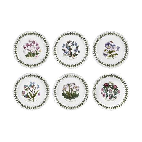 Set van 6 porseleinen botervlootjes 16,5 cm Botanic Garden Aanbieding