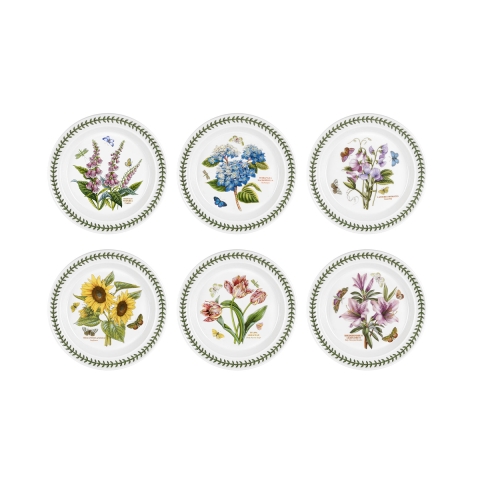 Set van 6 borden 25 cm in porselein Portmeirion Botanic Garden Aanbieding