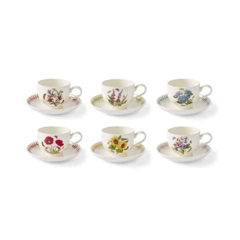 Set van 6 ontbijtkoppen van porselein Portmeirion Botanic Garden Meadow Aanbieding