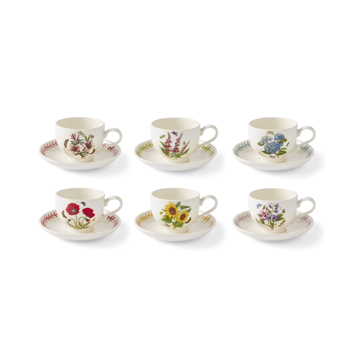 Set van 6 ontbijtkoppen van porselein Portmeirion Botanic Garden Meadow Aanbieding