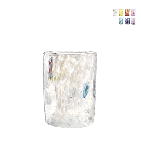 Set van 6 gekleurde waterglazen voor keuken en restaurant 10cm Murrine Aanbieding