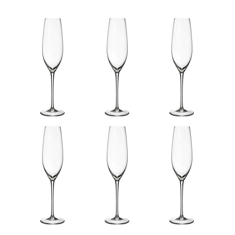 Set van 6 glazen flûte champagne design druppel 25cm Sinfonia Aanbieding