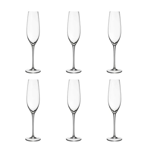 Set van 6 glazen flûte mousserende wijn in glas design druppel 25cm Sinfonia Aanbieding