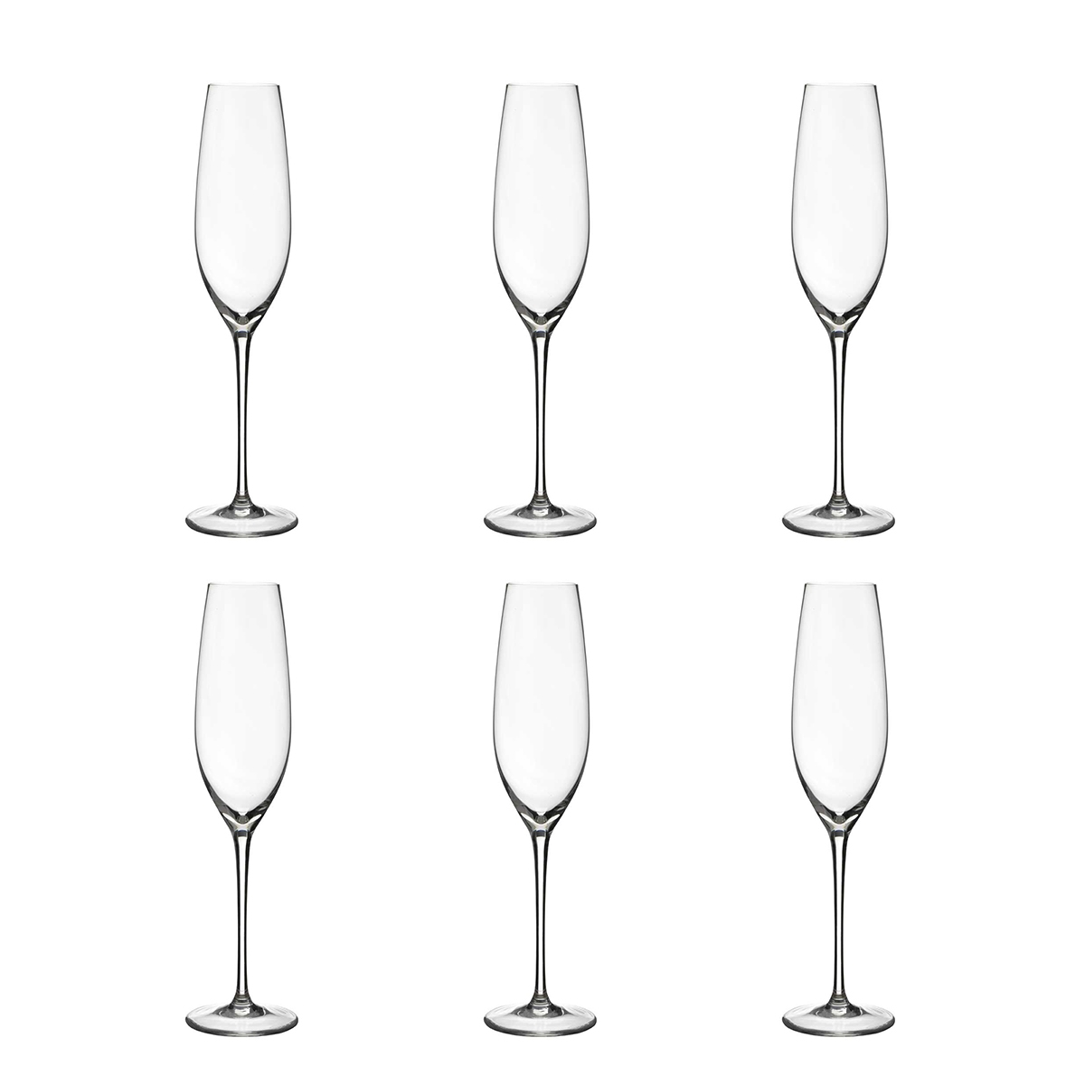 Set van 6 glazen flûte champagne design druppel 25cm Sinfonia Aanbieding