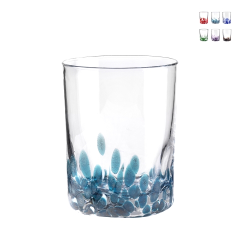 Set van 6 gekleurde glazen waterglazen 10cm voor tafel keuken Venise Aanbieding
