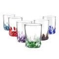 Set van 6 waterglazen, gemengde kleuren, decoraties, 10 cm, Venise Aanbieding