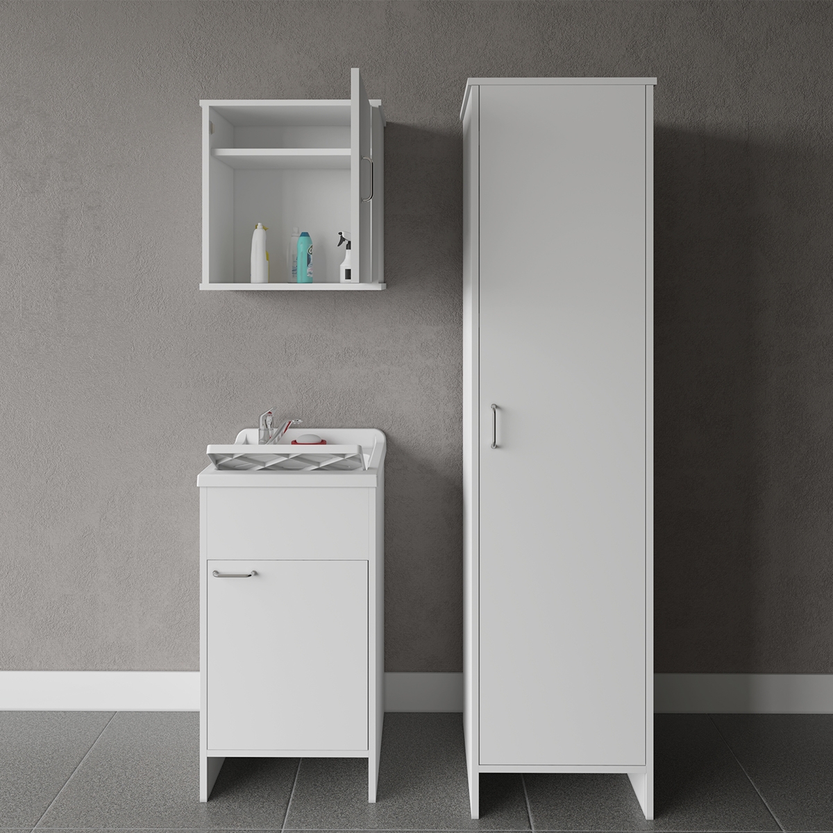 Set wasmeubel met wandkast en kolom Negrari COMP 5 Aanbieding Set wasmeubel met wandkast en kolom Negrari COMP 5 Aanbieding