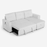 Slaapbank voor 3 personen met opberg-chaise longue USB-C boekenkast Civis. 