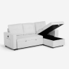 Slaapbank voor 3 personen met opberg-chaise longue USB-C boekenkast Civis. 