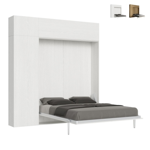 Opklapbaar tweepersoonsbed 160x190cm met kolom en bovenkasten Kentaro Aanbieding