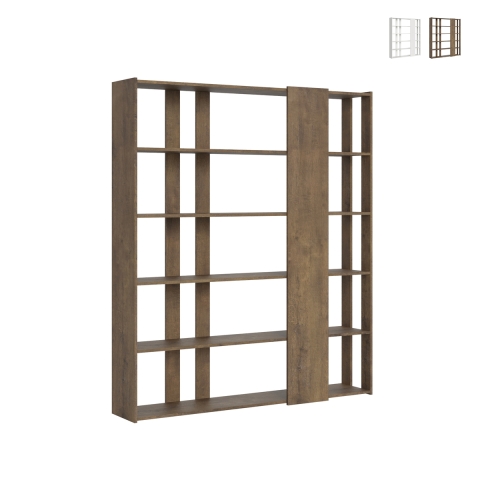 Design boekenkast kantoor/woonkamer, dubbelzijdig met 6 planken, 78x36x204, Kato D Aanbieding