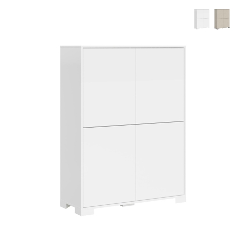 Hoge opbergkast met 4 deuren voor woonkamer of keuken - ruimtebesparend 90x35x120 Lumina Aanbieding