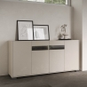 Moderne brede dressoir met 4 deuren en gerookt glas 172x40x81 Riflesso Verkoop