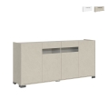 Moderne brede dressoir met 4 deuren en gerookt glas 172x40x81 Riflesso Aanbieding