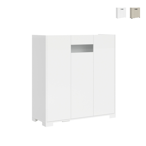 Hoge kast met 3 deuren met rookglas 103x35x110 modern design Riflesso Aanbieding