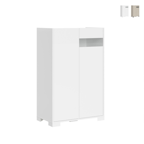 Hoge kast 2-deurs moderne ruimtebesparende dressoir 70x35x110 Riflesso Aanbieding
