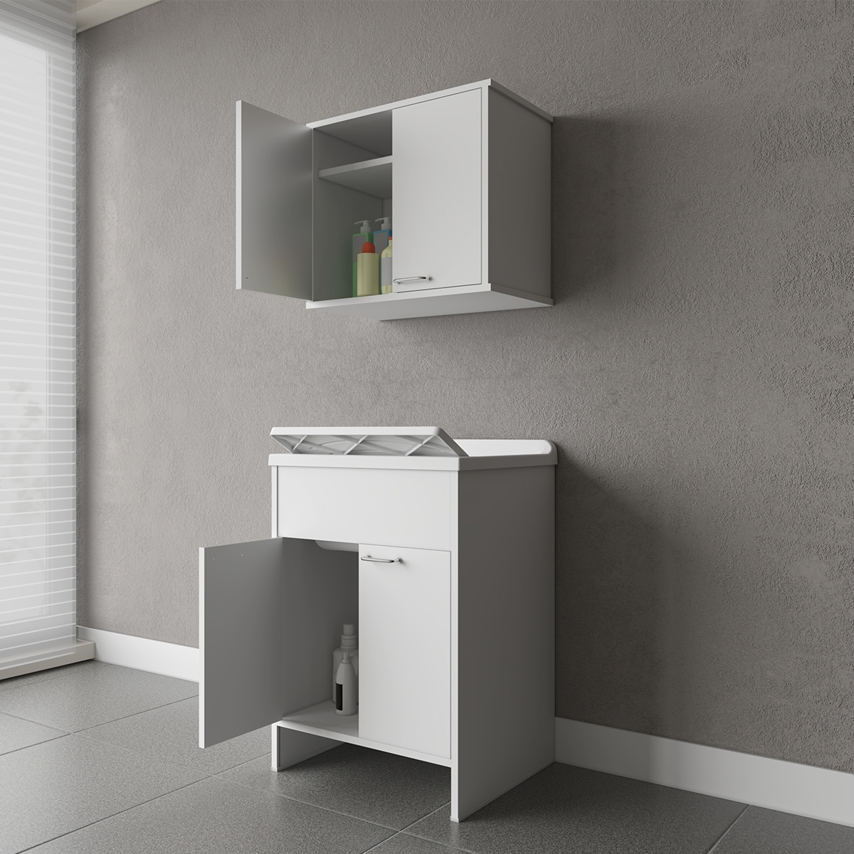 Wasruimtecombinatie met kast en hangkast met 2 deuren COMP 2 Negrari Aanbieding