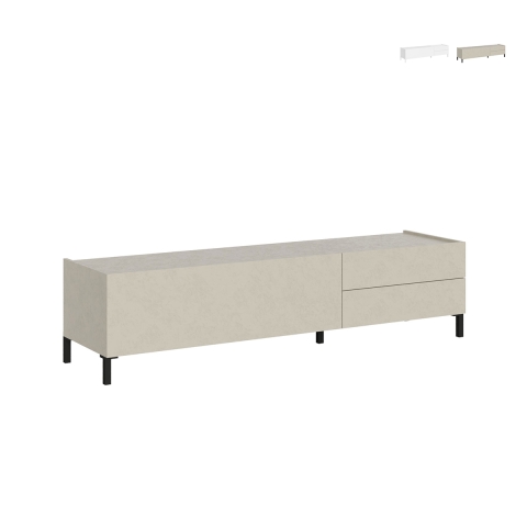 Minimalistisch TV-meubel met 1 vak en 2 lades woonkamer 160x42x40 Solaria Aanbieding