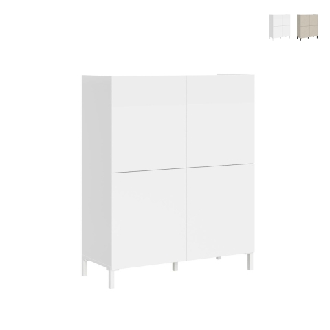 Ruimtebesparende hoge kast met 4 deuren, modern minimalistisch design 90x35x110 Solaria Aanbieding