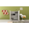 Ruimtebesparende hoge kast met 4 deuren, modern minimalistisch design 90x35x110 Solaria Voorraad