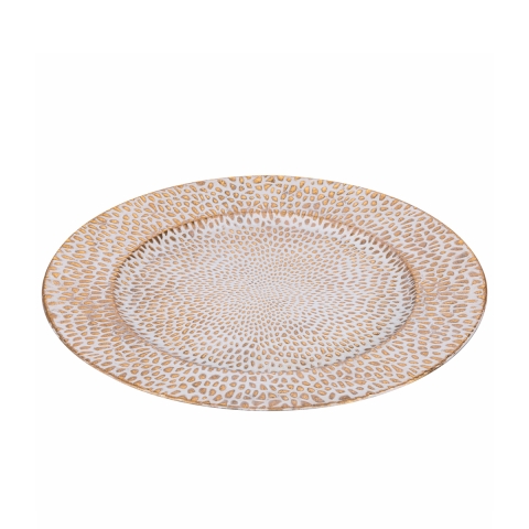Set van 6 tafelonderleggers 33cm met elegante goud en witte decoratie Drop Aanbieding