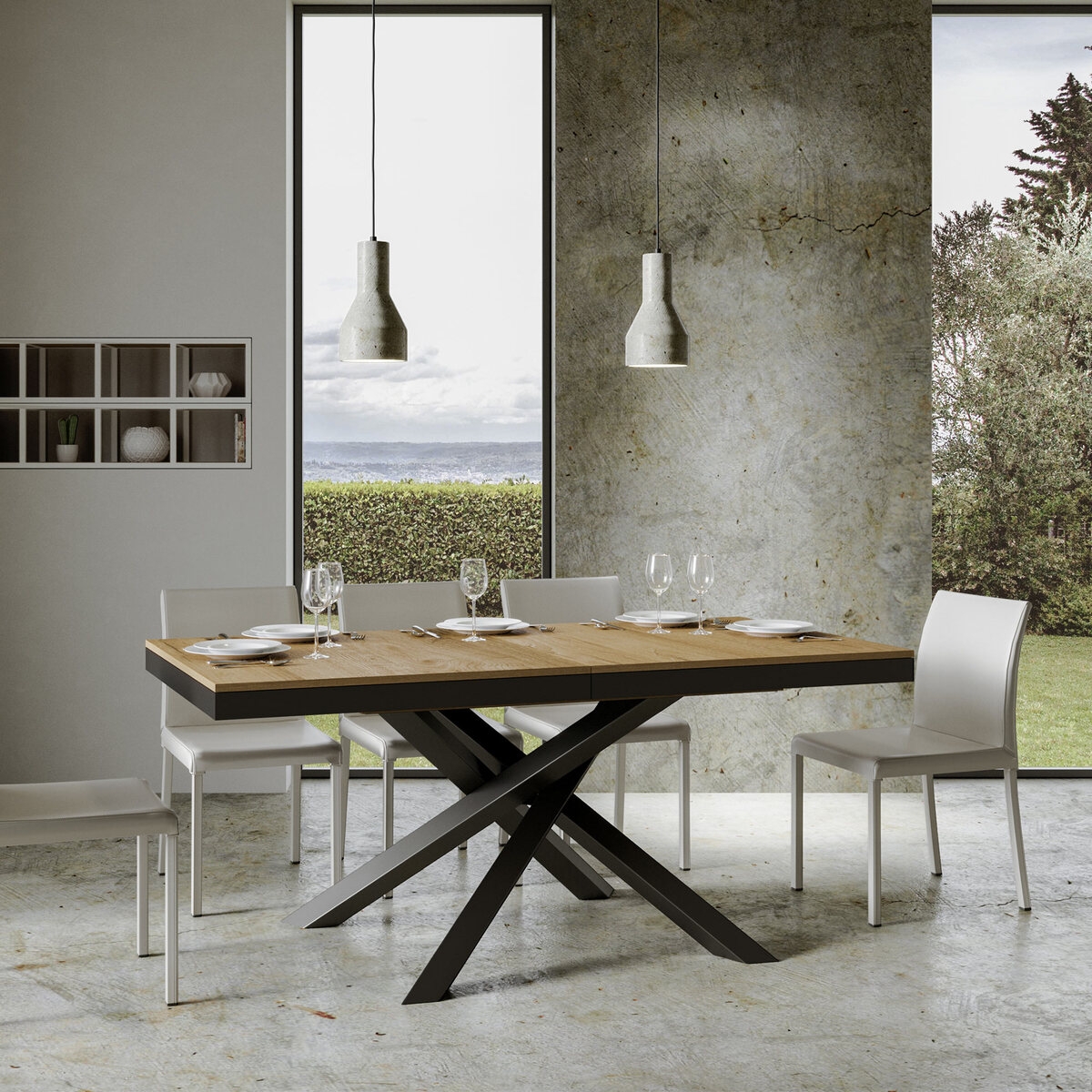 Uitschuifbare eettafel modern industrieel design 90×160-420 Volantis Evolution Aanbieding Uitschuifbare eettafel modern industrieel design 90×160-420 Volantis Evolution Aanbieding