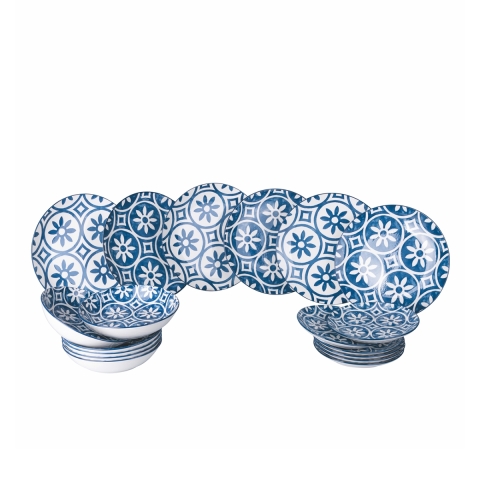 Servies set 18-delig met mediterraan design van porselein Paxos Aanbieding