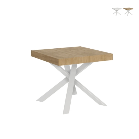 Uitschuifbare vierkante tafel met kruisende poten voor 8 personen 90×90-194 Clerk Aanbieding