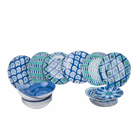 Set van 18 stuks servies in mediterrane stijl Aquazul Aanbieding