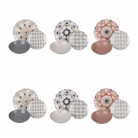 Servies set borden 18-delig porselein boho Bohemien stijl Aanbieding