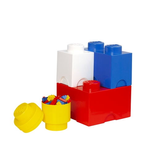 Set van 4 opbergdozen wit blauw rood geel LEGO Storage Brick Multi Pack Aanbieding