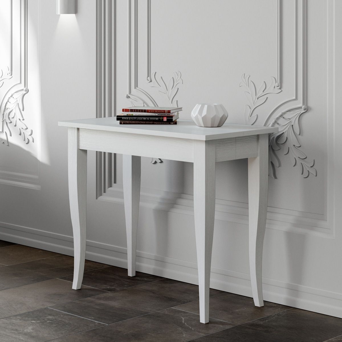 Uitschuifbare witte klassieke tafel voor 14 personen 90x48-308 Sciabola Aanbieding Uitschuifbare witte klassieke tafel voor 14 personen 90x48-308 Sciabola Aanbieding