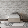 Eenpersoonsbed 90x190cm bekleed met beige stof en lattenbodem Azelia Aanbieding