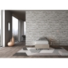 Eenpersoonsbed 90x190cm bekleed met beige stof en lattenbodem Azelia Korting