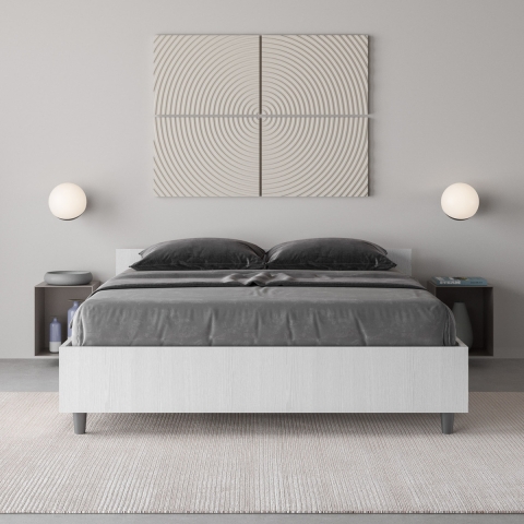 Frans tweepersoonsbed met opbergruimte 140x190 in wit hout Nuamo Aanbieding