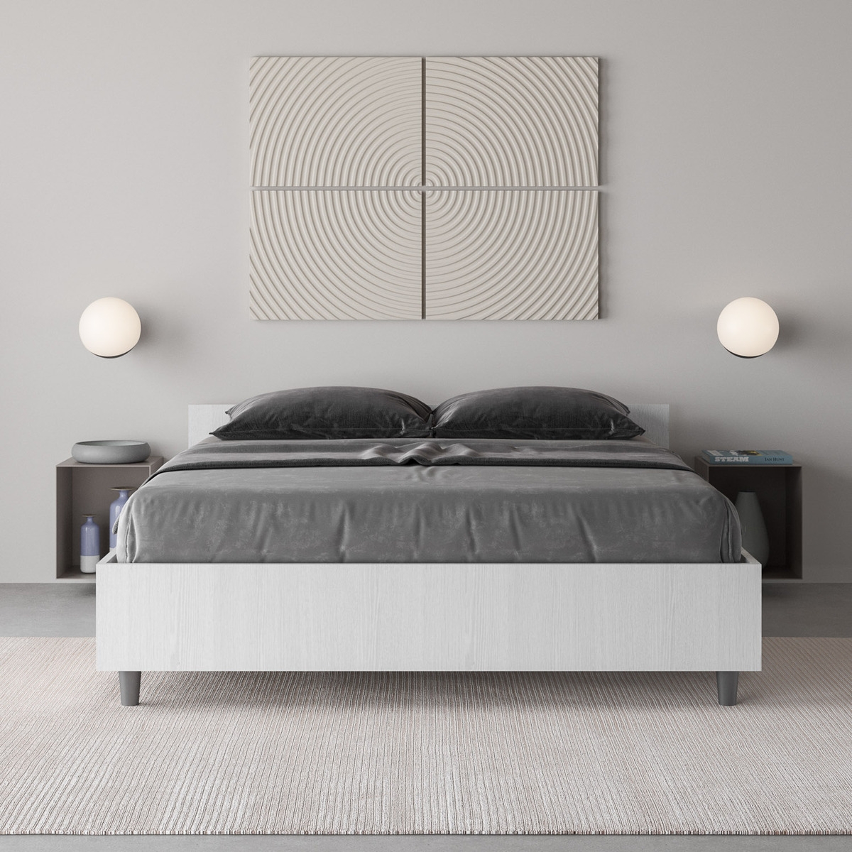 Frans tweepersoonsbed met opbergruimte 140x190 in wit hout Nuamo Aanbieding Frans tweepersoonsbed met opbergruimte 140x190 in wit hout Nuamo Aanbieding