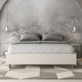 Tweepersoonsbed gestoffeerd in wit kunstleer 160x190 Azelia Aanbieding