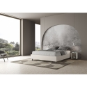 Tweepersoonsbed gestoffeerd in wit kunstleer 160x190 Azelia Aanbod