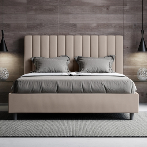Tweepersoonsbed met opbergruimte en gestoffeerde ombouw 160x210 Agueda Aanbieding
